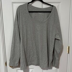 Ava & Viv Women's Plus Size Gray Ribbed Long Sleeve T-Shirt -  Size 3X - NWT